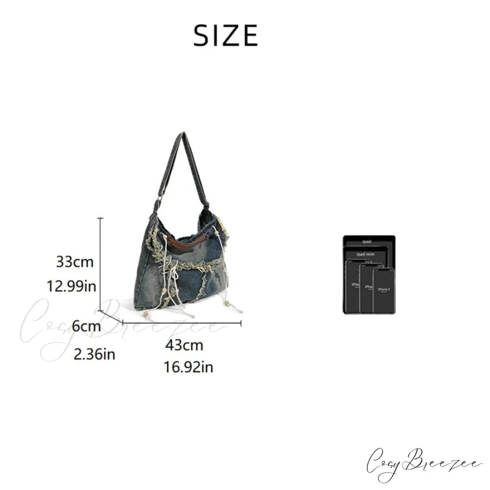 Y2K Korean Harajuku Gothic Aesthetic Vintage Denim Crossbody Messenger Bag