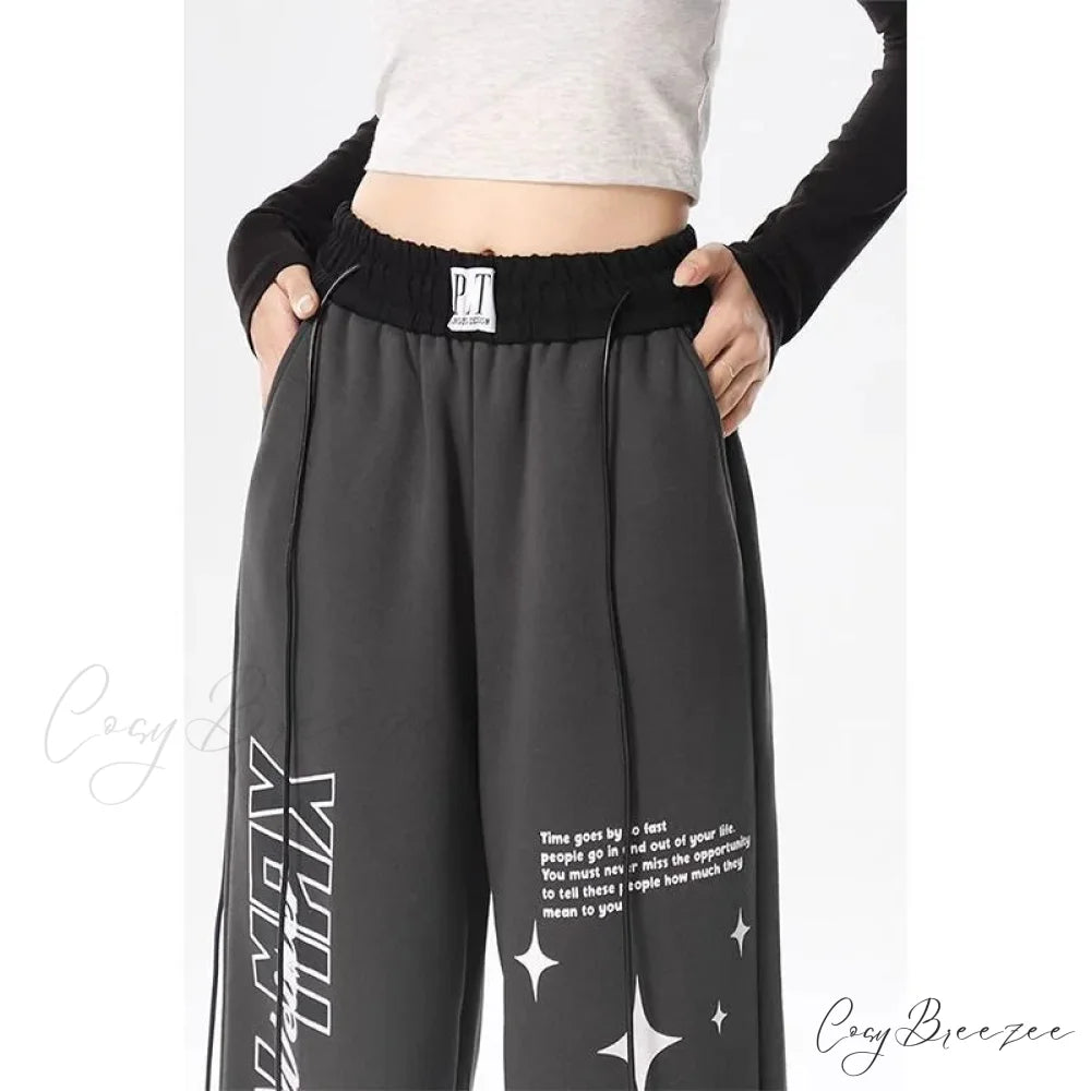 Y2K Letter Print Pants pants-241228
