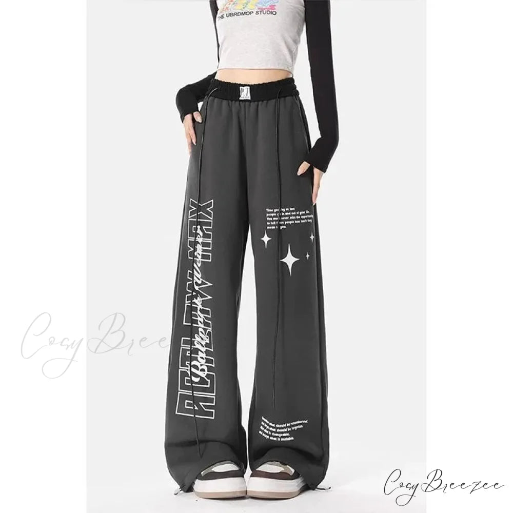 Y2K Letter Print Pants Black / S pants-241228