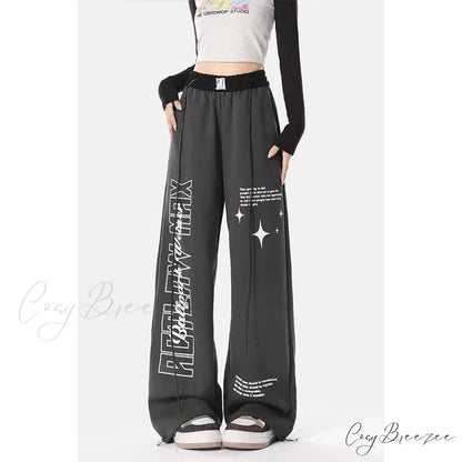 Y2K Letter Print Pants Black / S pants-241228