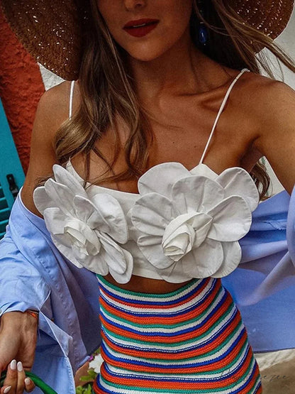 Y2K Open Back 3D Flower Sleeveless Crop Top croptop-250126