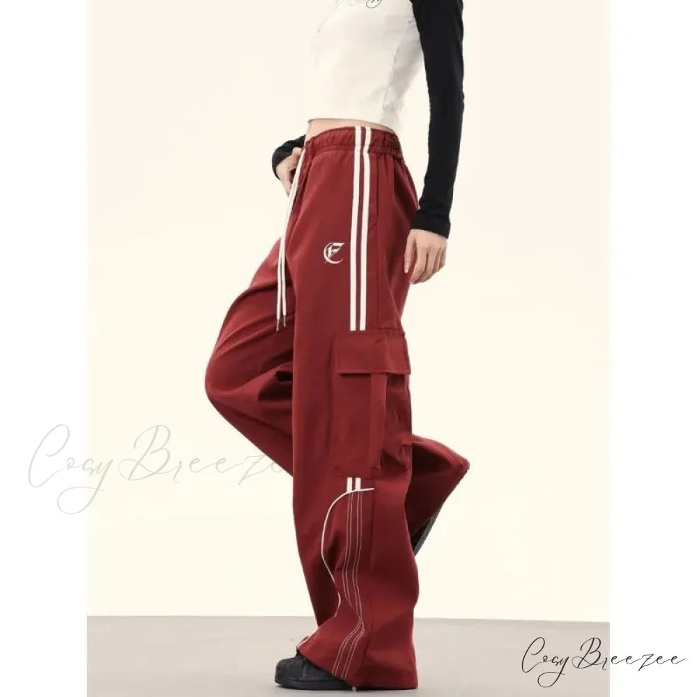 Y2K Oversized Cargo Pants Red / M pants-241228