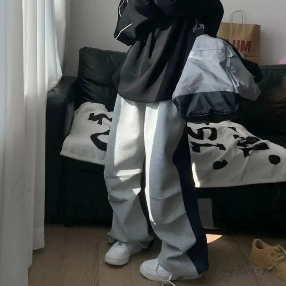 Y2K Patchwork Sweatpants Oversized Pants pants-241228