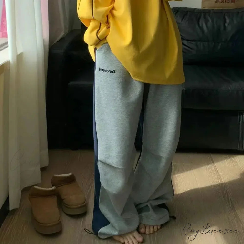Y2K Patchwork Sweatpants Oversized Pants pants-241228