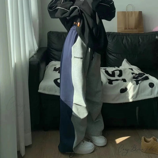Y2K Patchwork Sweatpants Oversized Pants black / S pants-241228