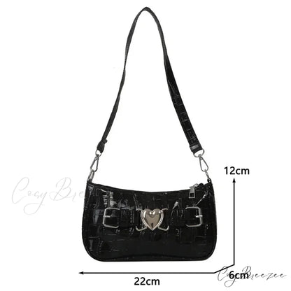 Y2K Peach Heart Leather Shoulder Bag shoulder-250126