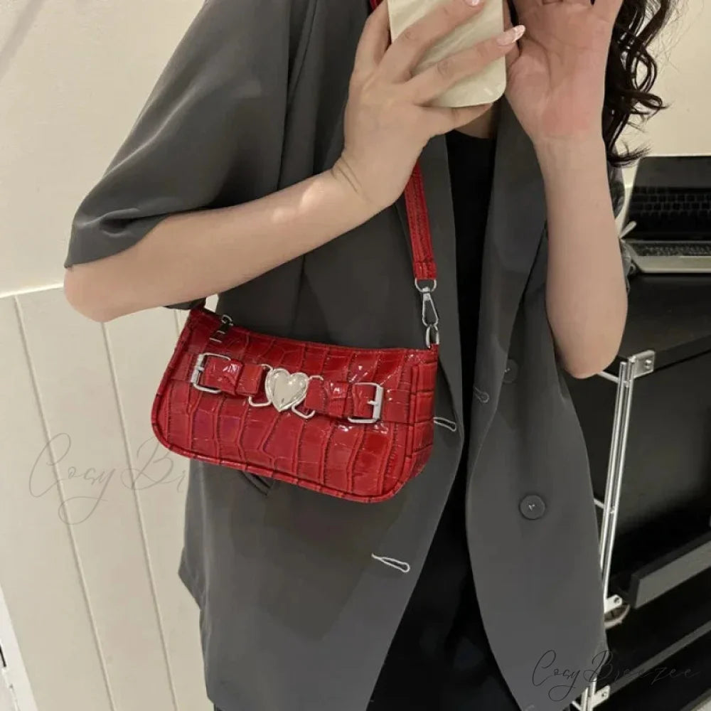 Y2K Peach Heart Shoulder Bag shoulder-250126