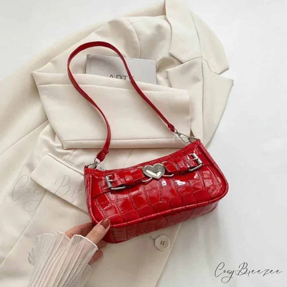 Y2K Peach Heart Shoulder Bag Red shoulder-250126