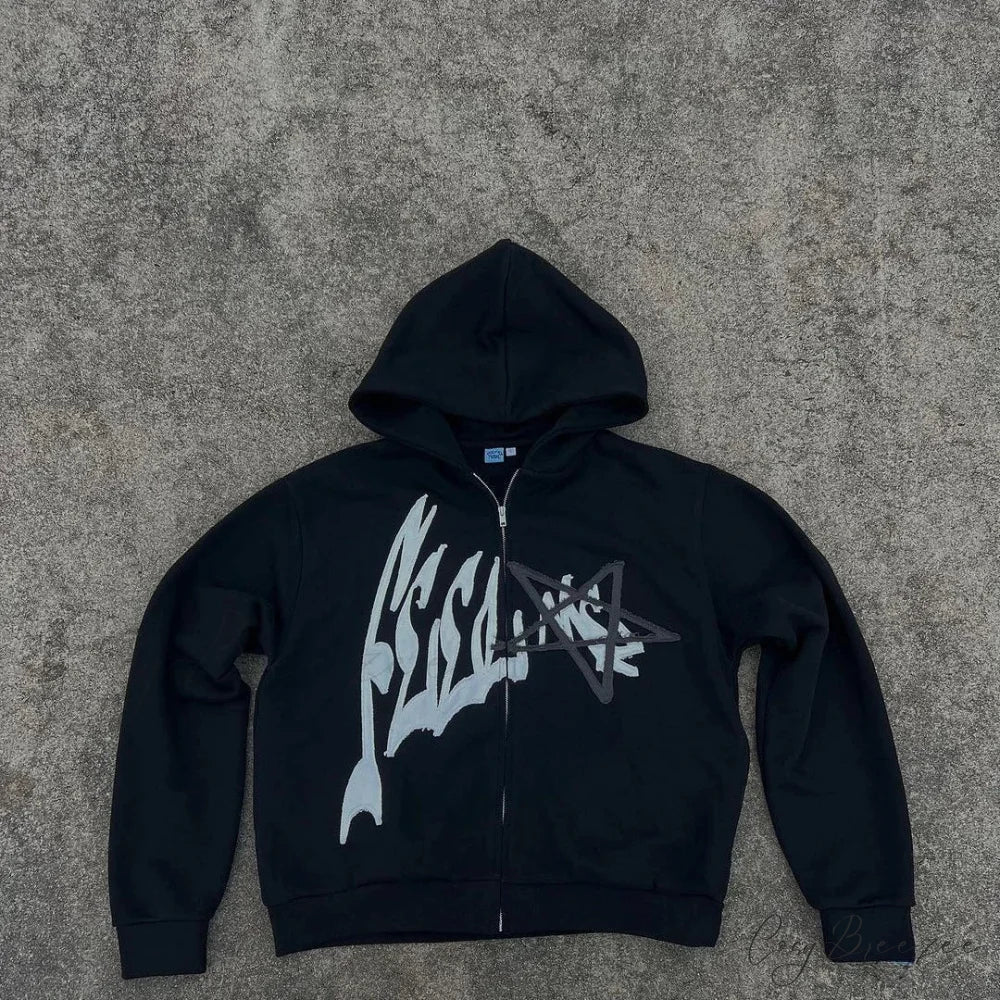 Y2K Retro Letter Hoodie black / S hoodies-241228
