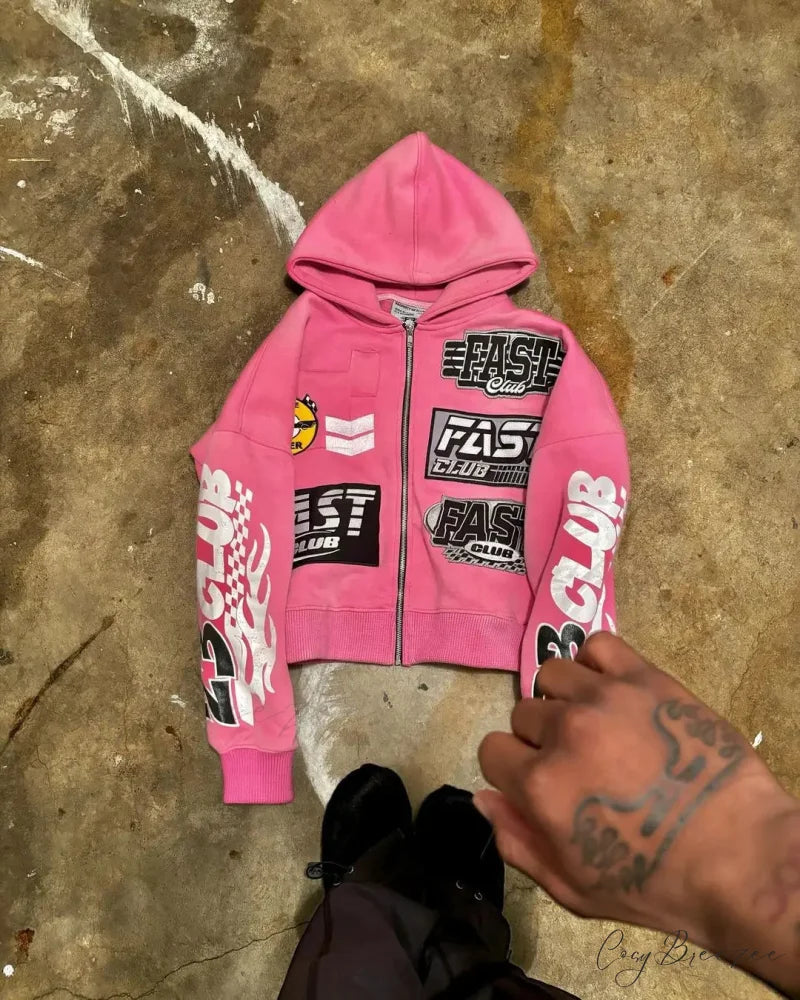 Y2K Retro Letter Hoodie pink / S hoodies-241228