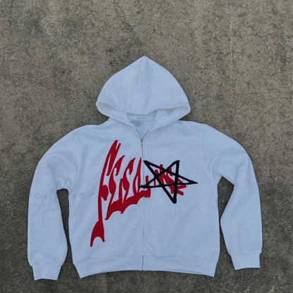 Y2K Retro Letter Hoodie white / S hoodies-241228
