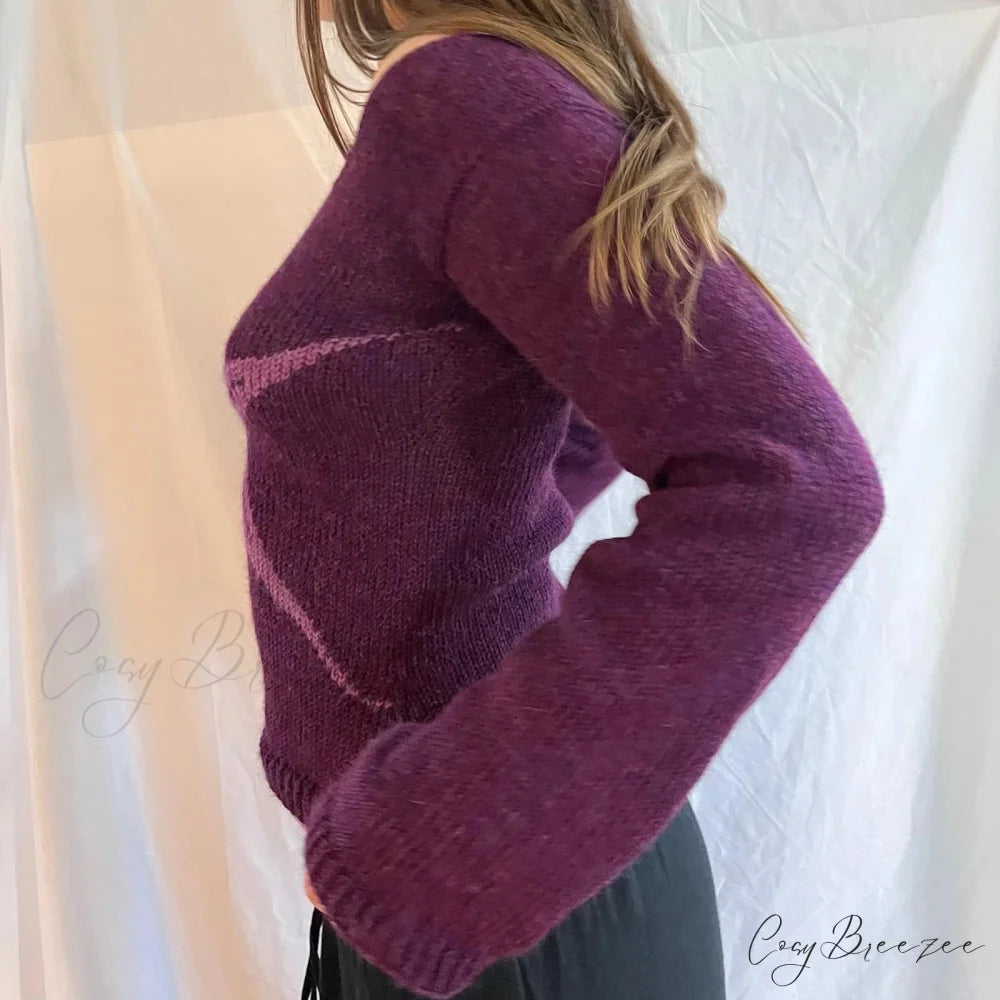 Y2K Retro Off Shoulder Slim Fit Aesthetic Knit Top knittop-250126