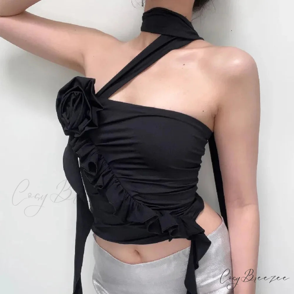 Y2K Ruched Bow Slim Fit Retro Backless Kawaii Fairy Coquette Crop Top croptop-250126