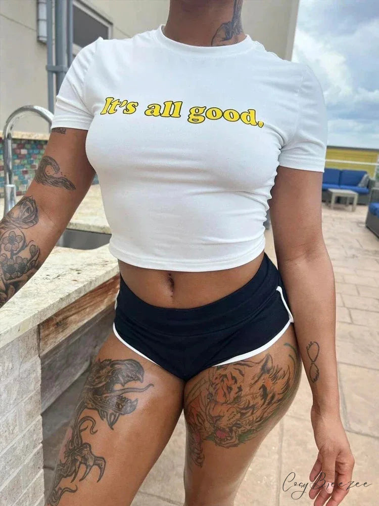 Y2K Slim Fit Cropped Baby Tee WHITE / S t-shirt-250223