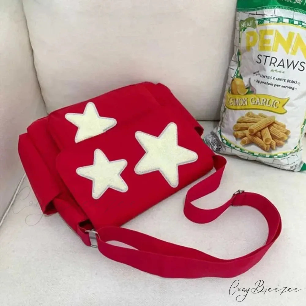 Y2K Star Crossbody Bag Red shoulder-250126