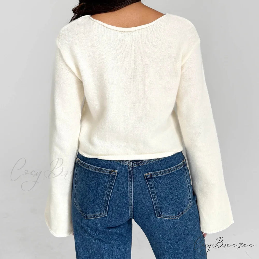 Y2K Star Print Lightweight Crewneck Cropped Knit Pullover Top knittop-250126