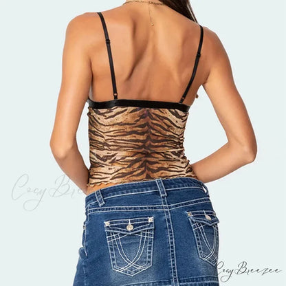 Y2K V-neck Bustier Vintage Lace Trim Backless Slim Fit Camisole Crop Top croptop-250126