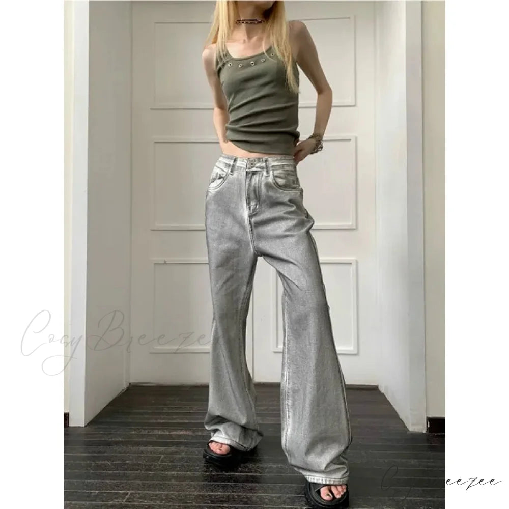 Y2K Vintage Loose Wide Leg Denim Pants pants-241228