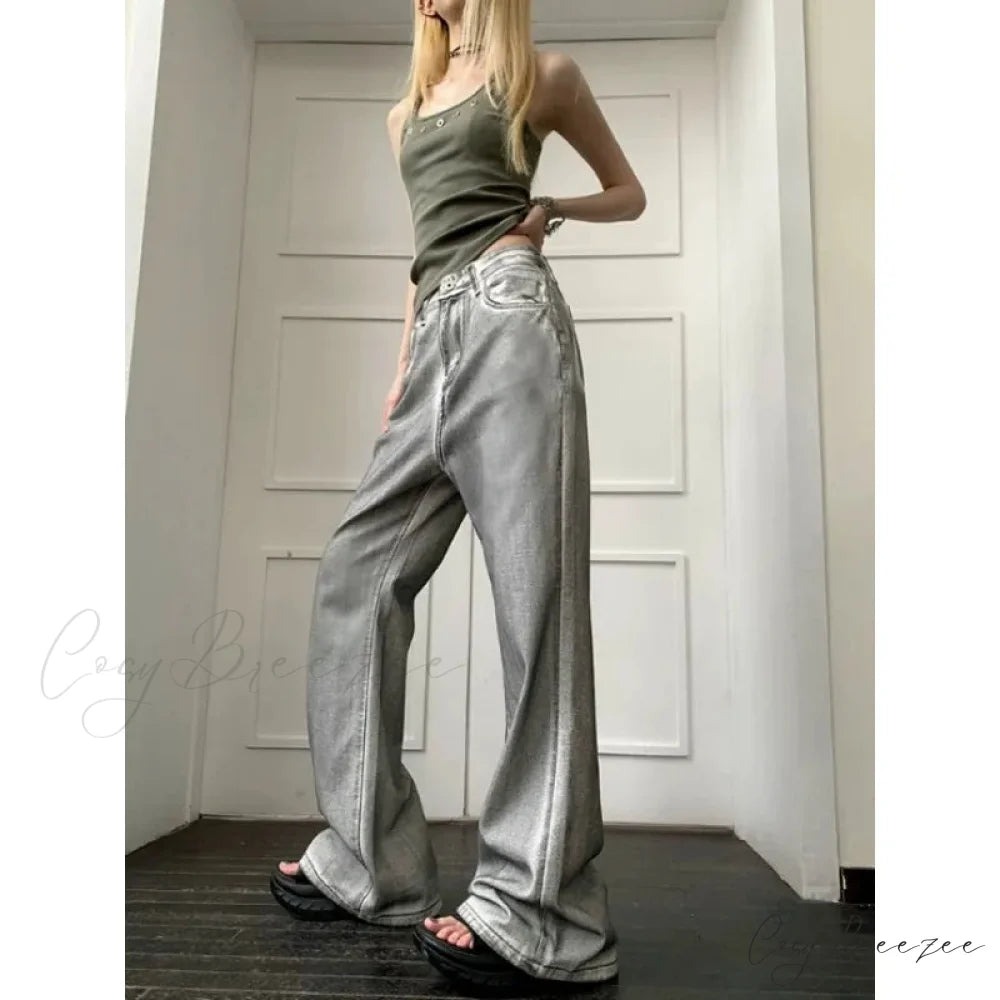 Y2K Vintage Loose Wide Leg Denim Pants pants-241228