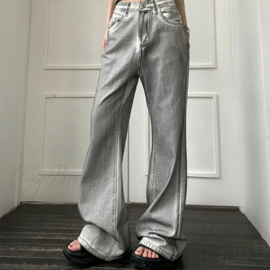 Y2K Vintage Loose Wide Leg Denim Pants grey / S pants-241228