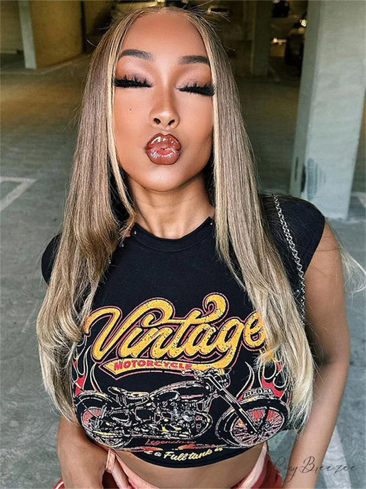Y2K - Warm-Season Black Women’s Streetwear Top Crop Tee Black / S