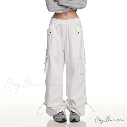 Y2K White Cargo Baggy Pants pants-241228