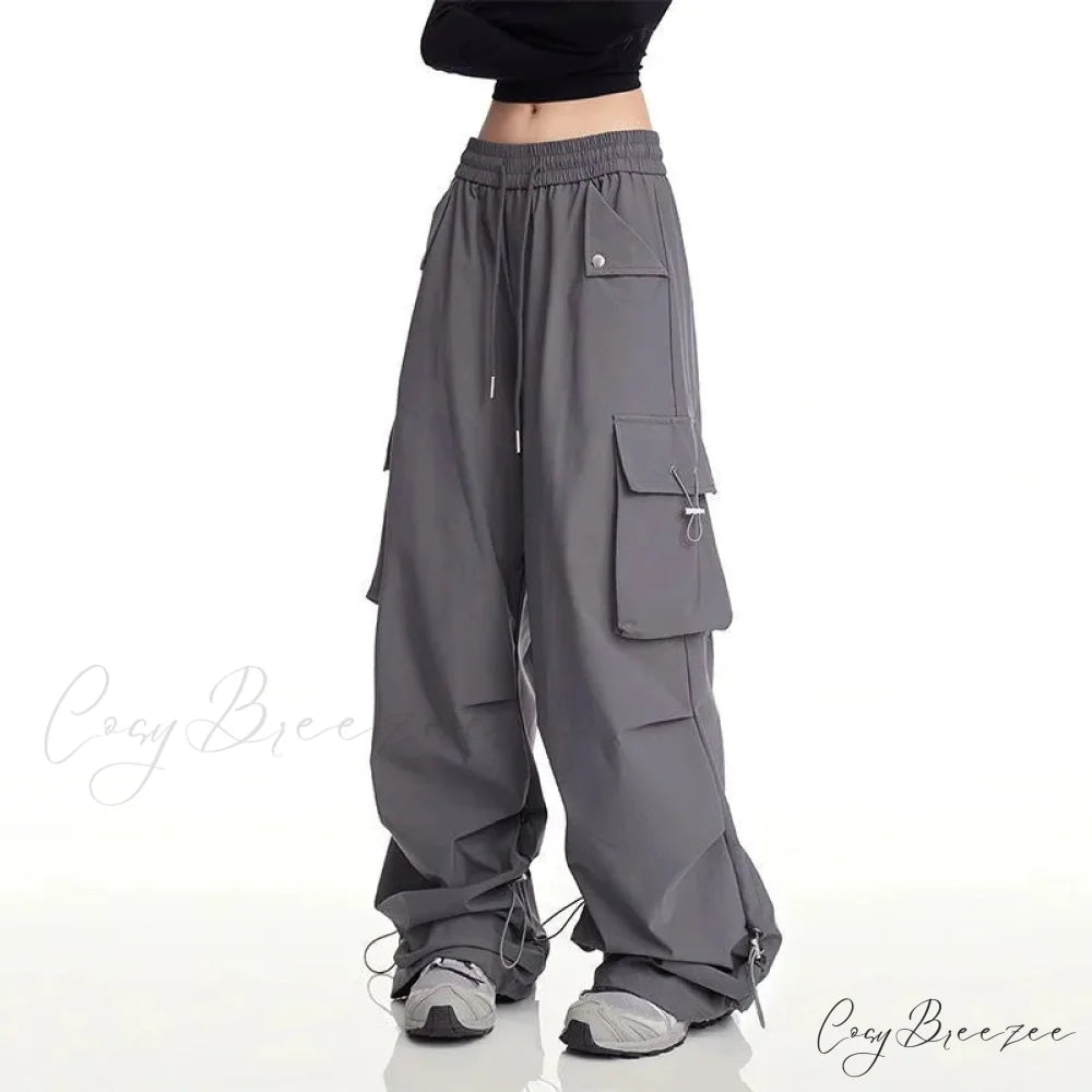 Y2K White Cargo Baggy Pants pants-241228