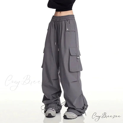 Y2K White Cargo Baggy Pants pants-241228