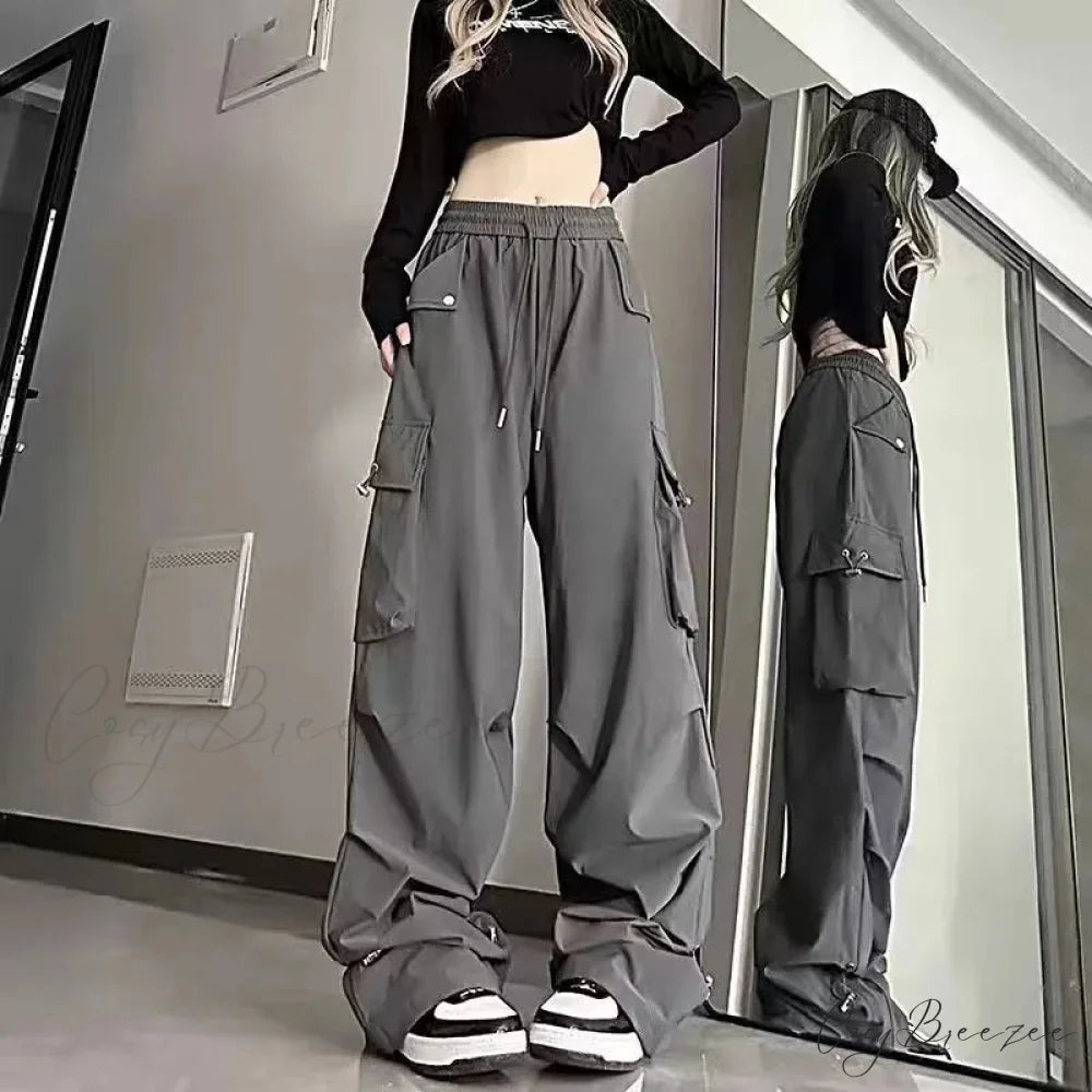 Y2K White Cargo Baggy Pants pants-241228