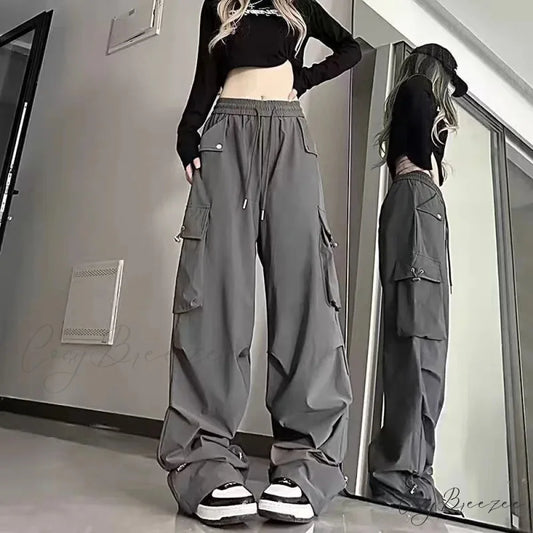 Y2K White Cargo Baggy Pants pants-241228