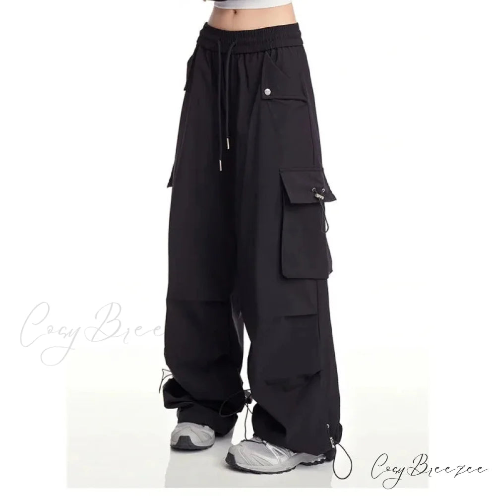 Y2K White Cargo Baggy Pants pants-241228