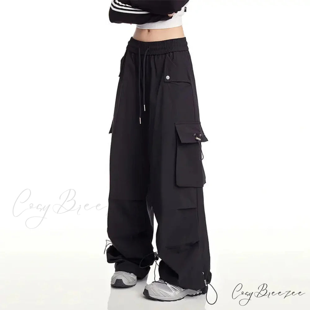 Y2K White Cargo Baggy Pants Black / M pants-241228