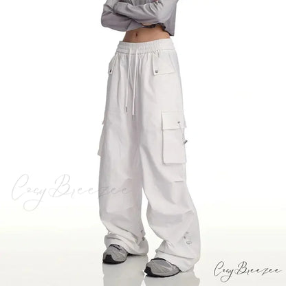Y2K White Cargo Baggy Pants White / M pants-241228
