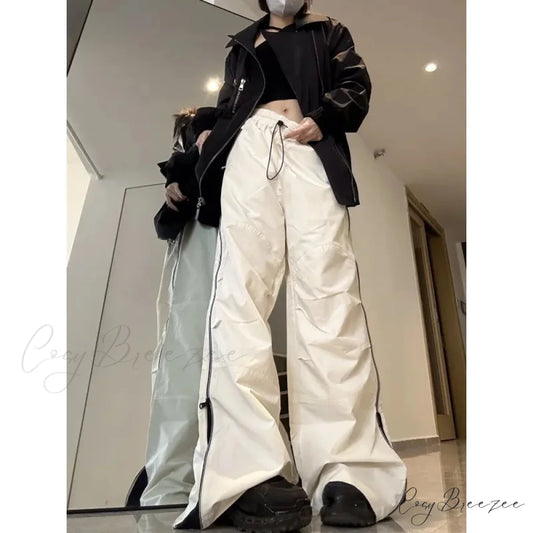 Y2K Wide Leg Cargo Sweatpants Pants pants-241228