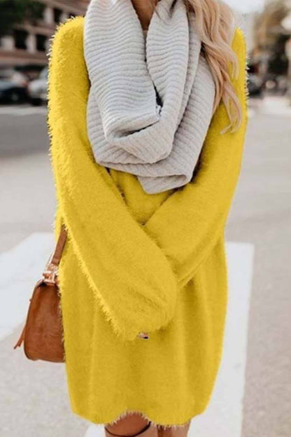 Plush Long Sleeve Crew Neck Dress