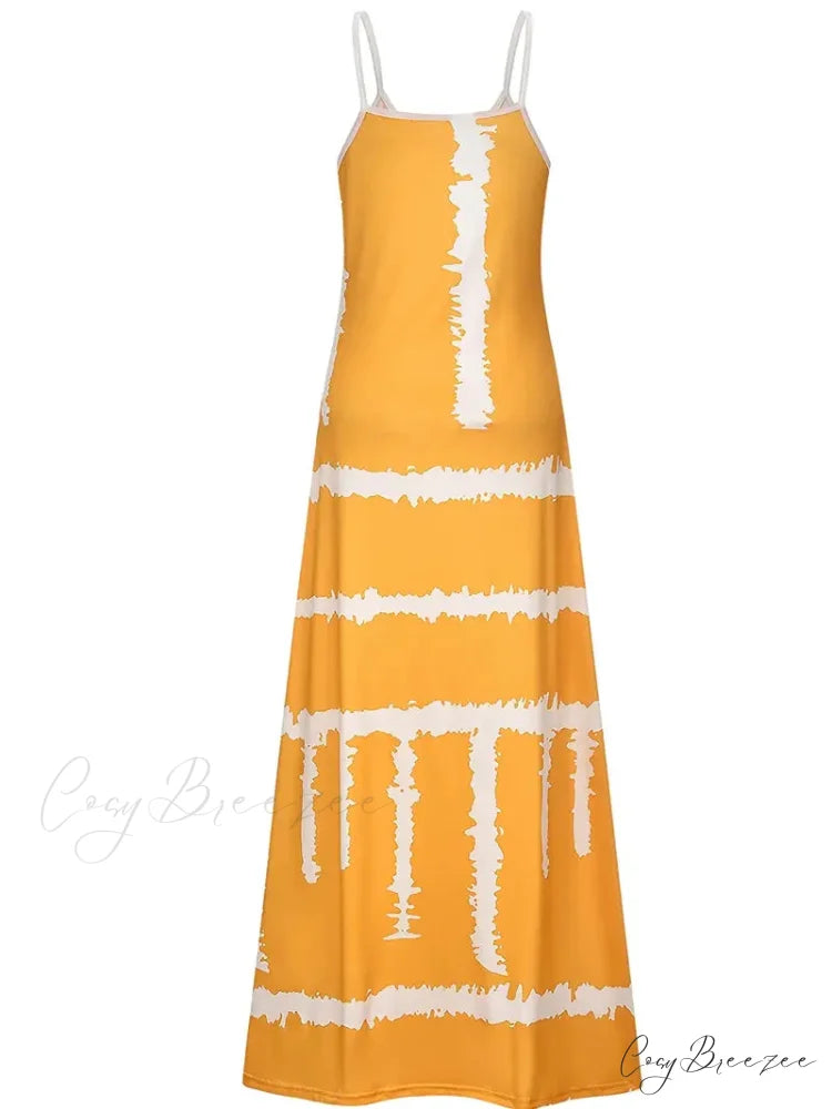 Yellow Beach Maxi Dress for Plus Size Women 2XL / Red