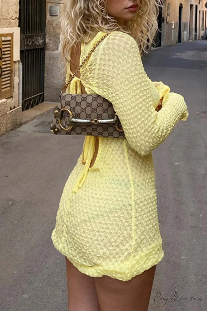 Yellow Tie-back Pack Hip Dress Yellow / M