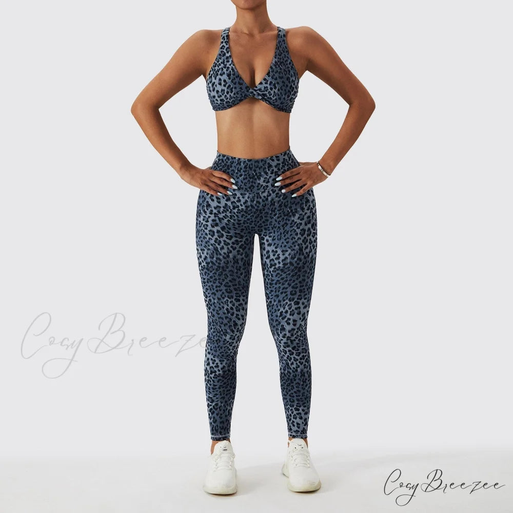 Yoga Pants Nylon Workout Elastic Gym Leggins blue suits / S