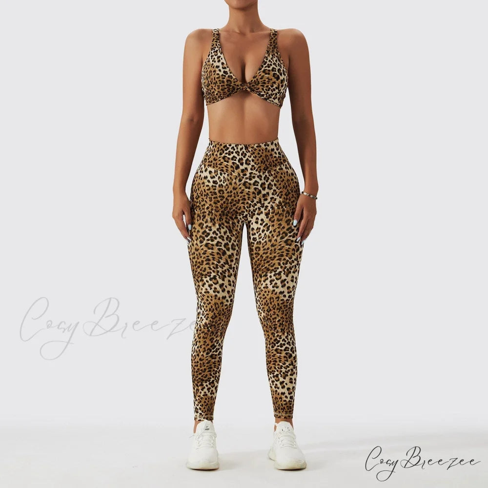 Yoga Pants Nylon Workout Elastic Gym Leggins brown suits / S