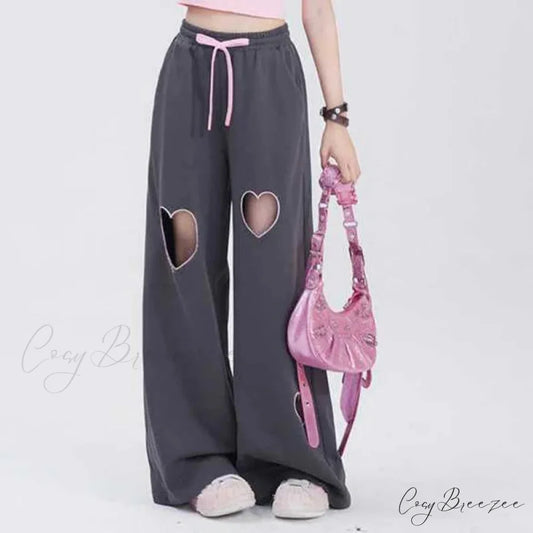 Youth Vintage Love Relaxed Straight Pants Gray / S pants-241228