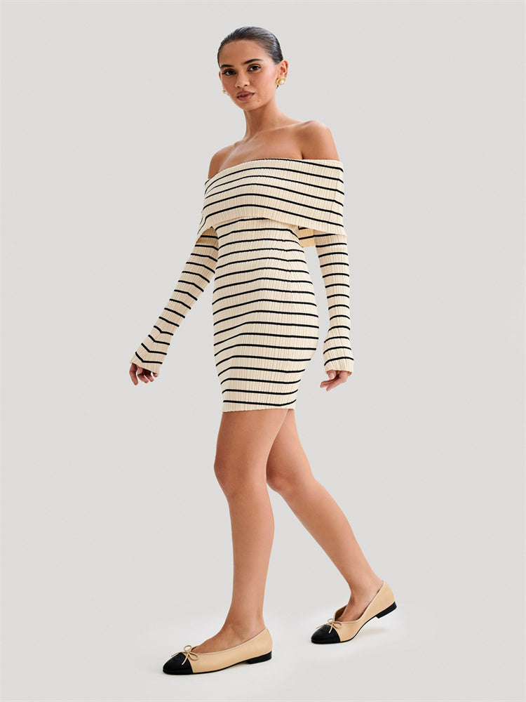 Carol Striped Knit Sweater Mini Dress