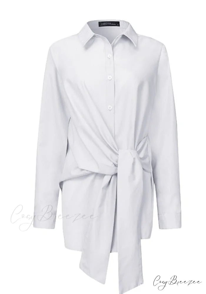 ZANZE SELF-TIE SHIRT - Plus Size