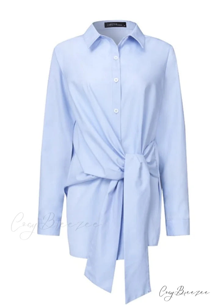 ZANZE SELF-TIE SHIRT - Plus Size