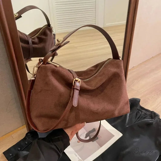 Zip Sewing Thread High-Capacity PU Shoulder Handbag handbag-250126