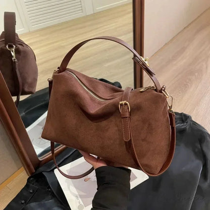 Zip Sewing Thread High-Capacity PU Shoulder Handbag handbag-250126