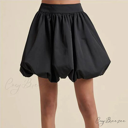 Zipped Bubble Puffy Skirt Black / S skirts-250223