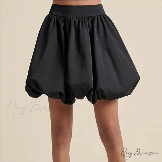 Zipped Bubble Puffy Skirt Black / S skirts-250223