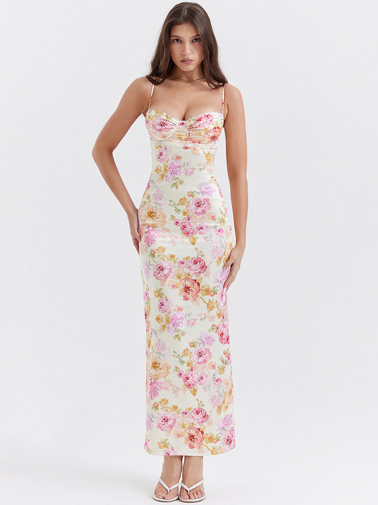 Whitney Spaghetti Strap Print Maxi Dress