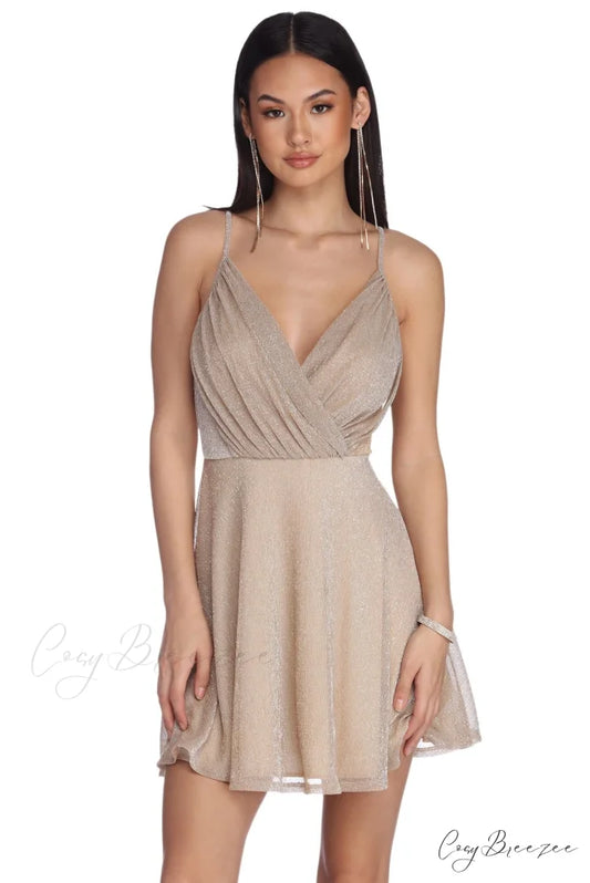 Zoey Formal Stylish Lurex Party Dress GOLD / S