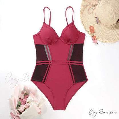ZRTAK Patchwork Solid Monokini Swimsuit onepiece-250223